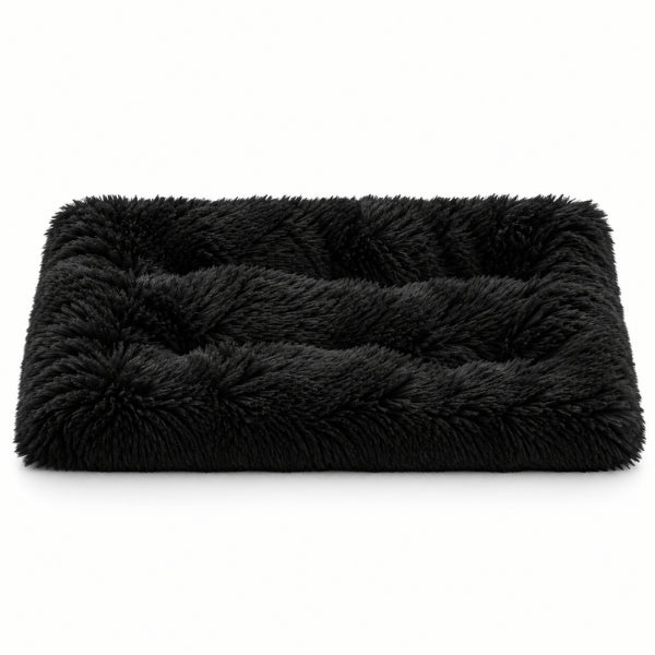 Couchages pour chats noirs en peluche longue avec rembourrage épais et moelleux