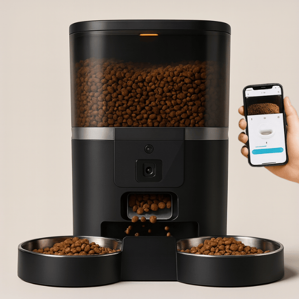 Distributeur croquette chat automatique WiFi camera HD 2 bols inox noir application mobile Station FullControl™