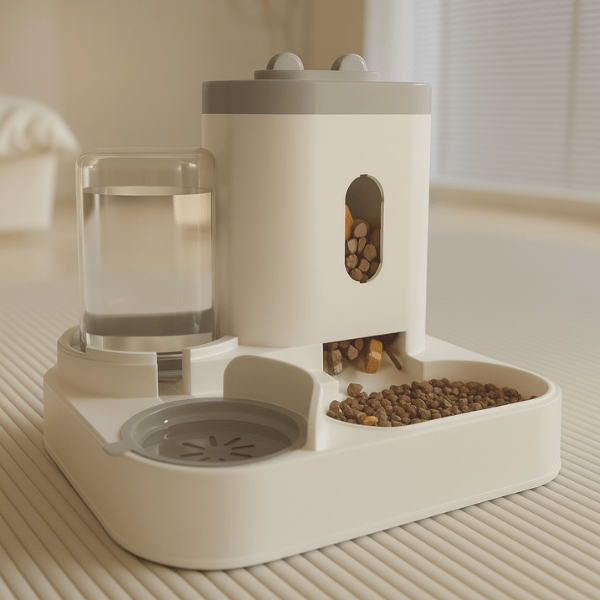 Distributeur de croquettes pour chat 2en1 gravitaire eau aliment automatique présentation | AutoCroq⹠- Amour de Chat