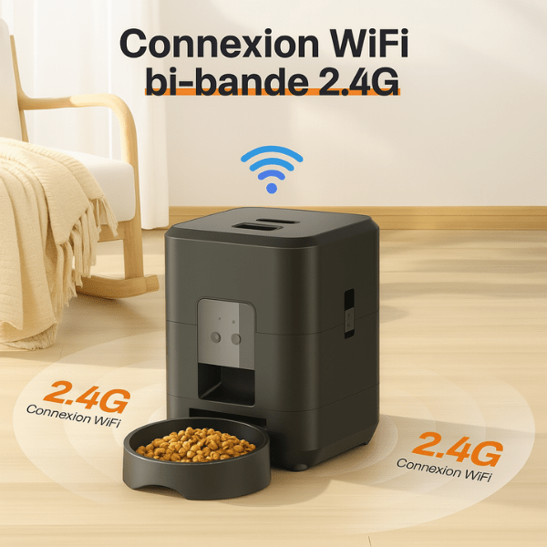 Distributeur de croquettes pour chat connexion wifi bi-bande 4G | CroqTech™