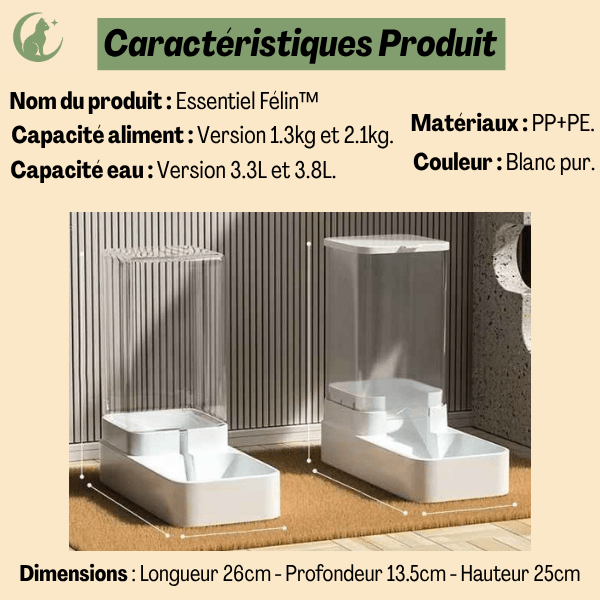 Distributeur de croquettes pour chat de qualité matériaux caractéristiques | Essentiel Félin™