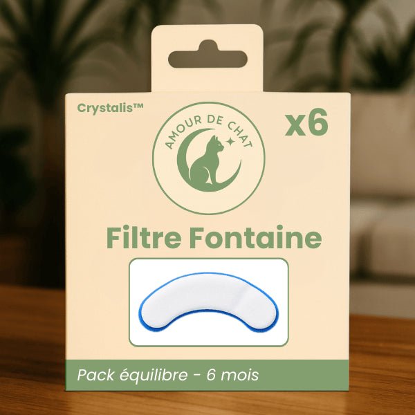 Filtre fontaine à chat pack équilibre par 6 pour 6 mois d'eau fraîche - Crystalis™