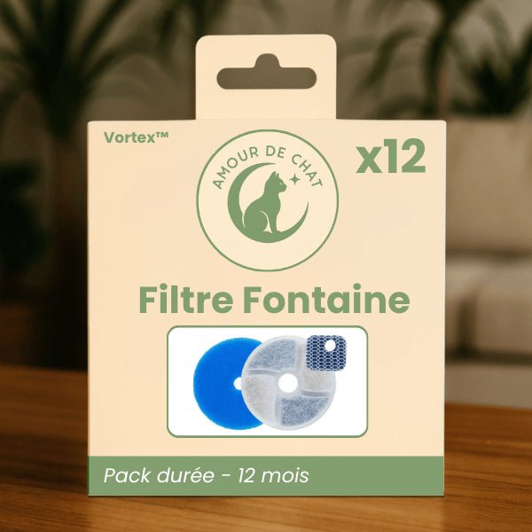 Filtre fontaine eau pour chat 1 an pack durée utilisation tranquillité pour fontaine inox Vortex™