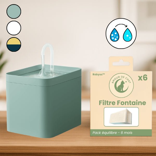 Fontaine a eau chat robinet automatique 3 couleurs ou pack filtre fontaine chat Robyss™