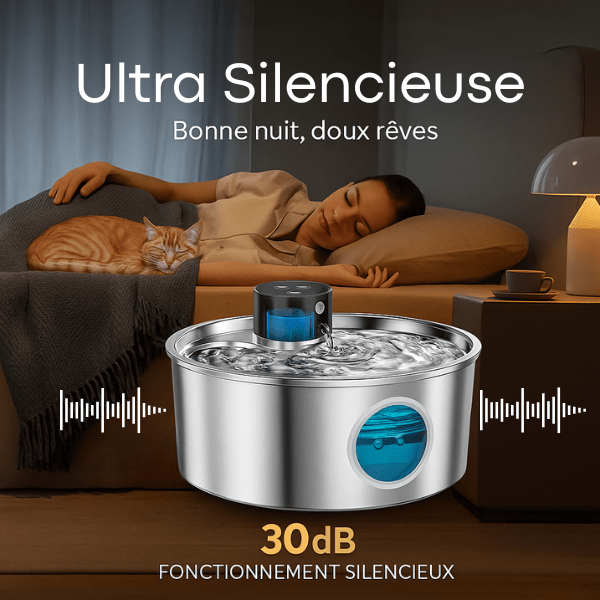Fontaine a eau chat ultrasilencieuse 30db pour bien dormir sans aucun bruit Vinox™