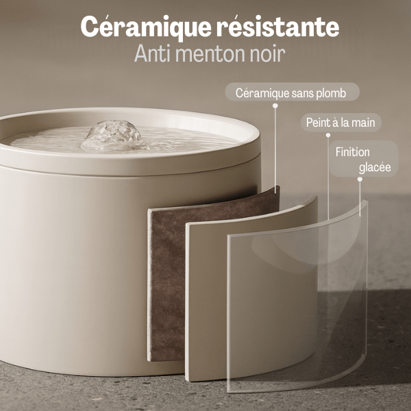 Fontaine a eau pour chat ceramique artisanale résistante qualité et finition glacée CrystalPaws™