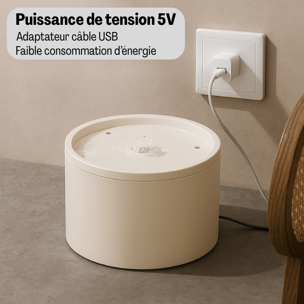 Fontaine a eau pour chat ceramique consommation énergie faible USB 5v CrystalPaws™
