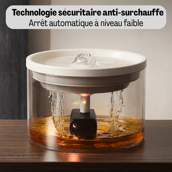 Fontaine a eau pour chat ceramique sécuritaire arrêt automatique anti-surchauffe CrystalPaws™