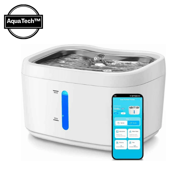 Fontaine a eau pour chat connectée avec application téléphone macaron - AquaTech™