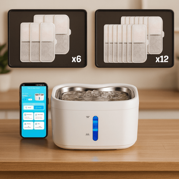 Fontaine à eau pour chat connectée application ou pack filtre fontaine chat x6 et x12 - AquaTech™
