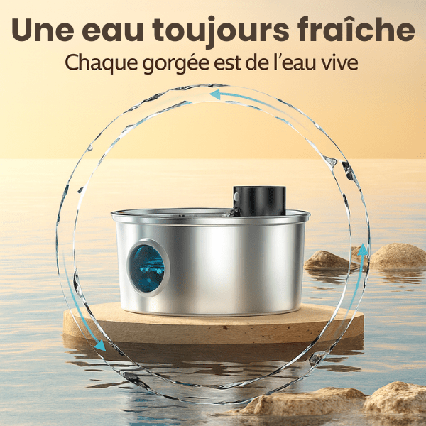 Fontaine eau chat sans fil inox qui sert de l'eau toujours fraîche et saine Vinox™