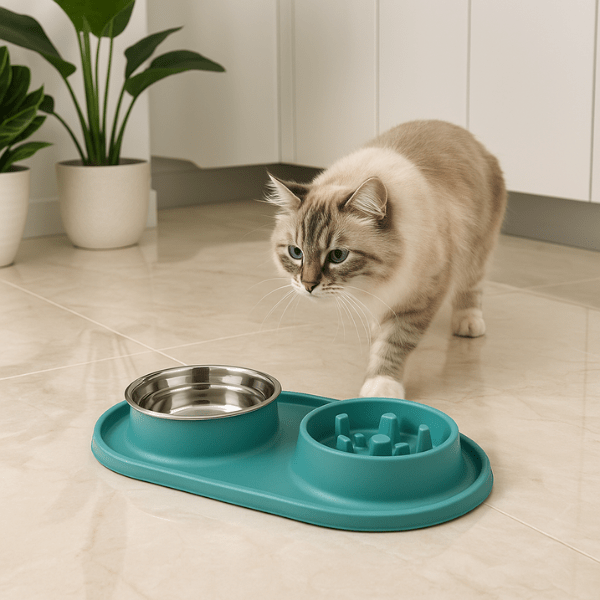 Gamelle anti-glouton chat double bols chat repas cuisine | Oxford Duo™