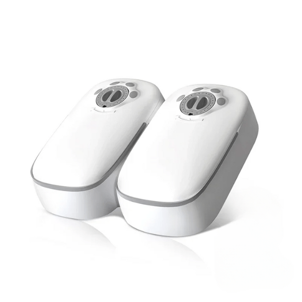 Gamelle automatique chat minuteur sans fil double 2en1 blanc 2 repas - Minute-Croq™