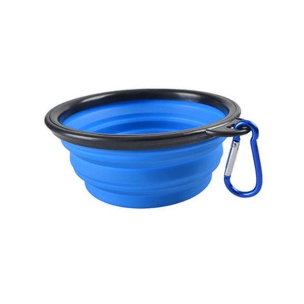 Gamelle chat silicone bleue avec mousqueton transport bleu Bowl-Tripâą