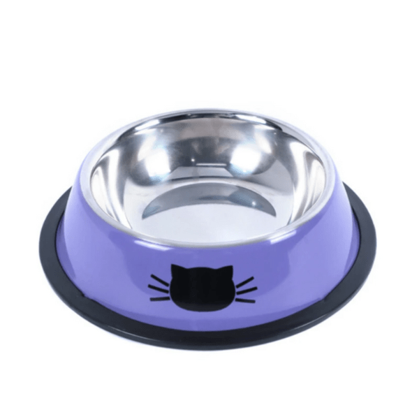 Gamelle chat inox violet antidérapante Croc'Miaou™