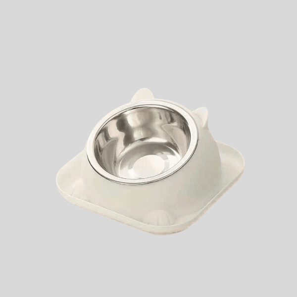 Gamelle chaton bol inox et support surélevée inclinée blanc - Bowl Design™