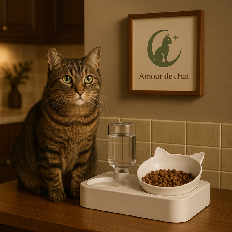 Gamelle pour chat | Croc-WaterÂâą chat dans cuisine - Amour de Chat