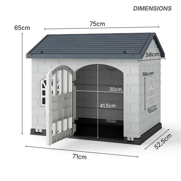 Maison à chat spacieuse grande entrée avec fenêtres dimensions 71 × 52,5 × 65 cm