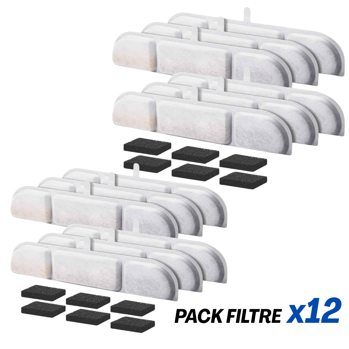 Pack x12 filtre fontaine chat Olyss™ + filtre pompe eau chat