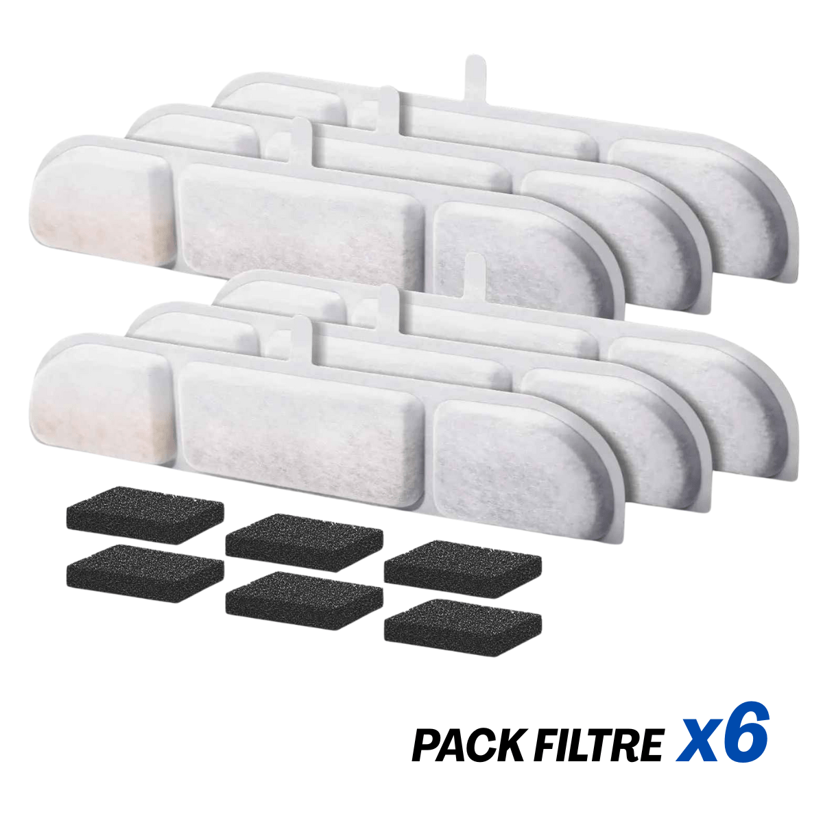 Pack x6 filtre fontaine chat Olyss™ + filtre pompe eau chat