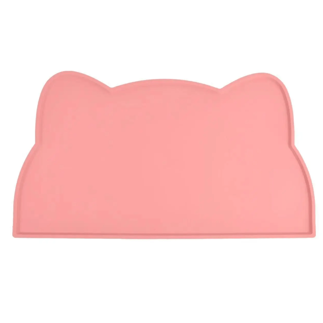 Tapis gamelle chat silicone bleu tête de chat anti débordement étanche KittyPlacemat™