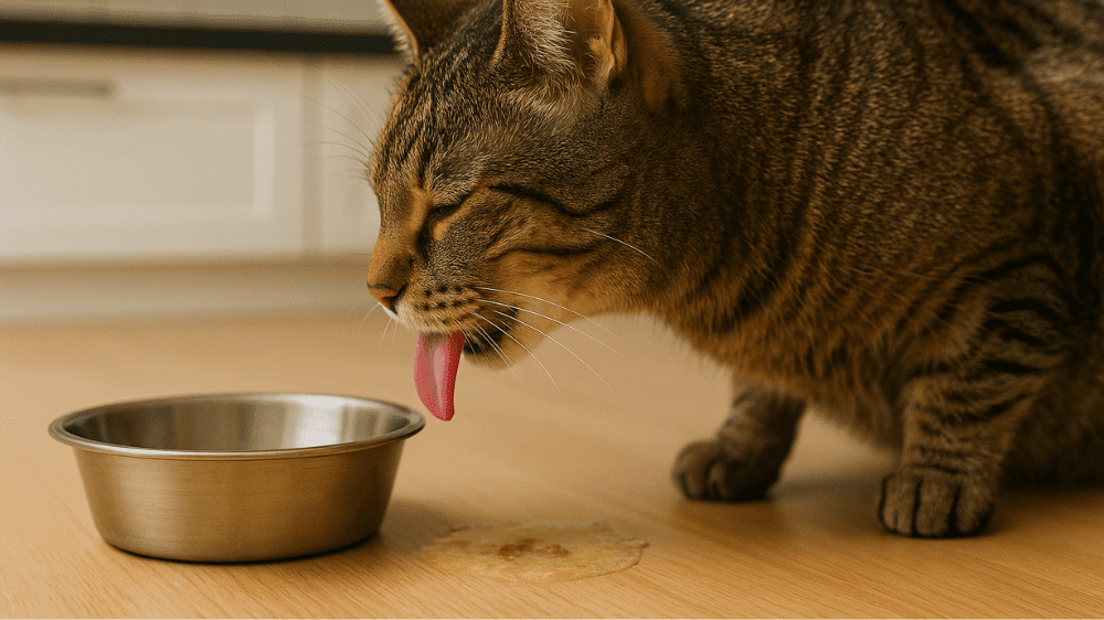 Chat qui vomit à côte de sa gamelle manger trop vite problèmes