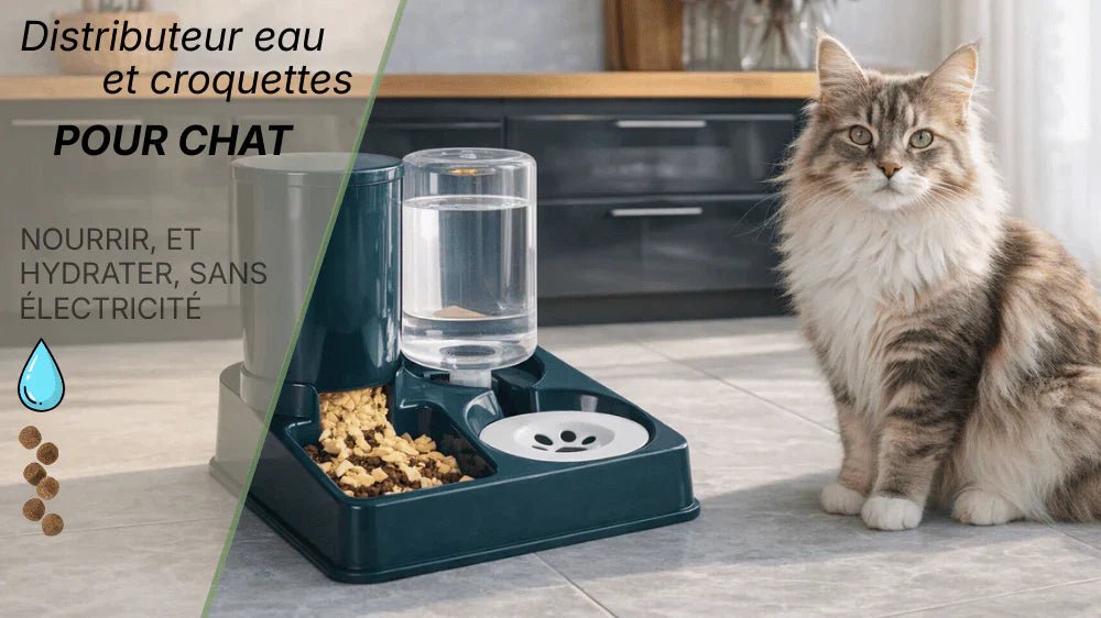 Distributeur croquettes et eau pour chat : guide sans électricité hydrater et nourrir simplement