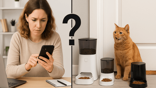 Femme perdue qui recherche quel est le meilleur distributeur de croquettes pour chat