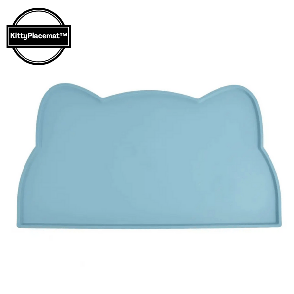 Tapis gamelle chat bleu tête de chat macaron KittyPlacemat™