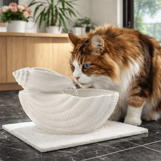 Abreuvoir chat en céramique avec eau fraîche et saine utilisé par un maine coon à la maison - OCeram™