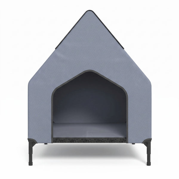 Abri chat imperméable respirant avec grande entrée et base surélevée facilitant accès et protection du sol