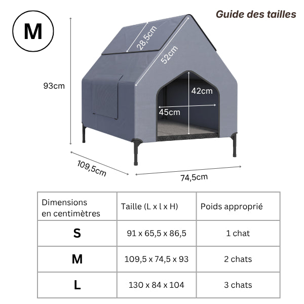 Abri chat disponible en tailles S M et L pour accueillir un à trois chats