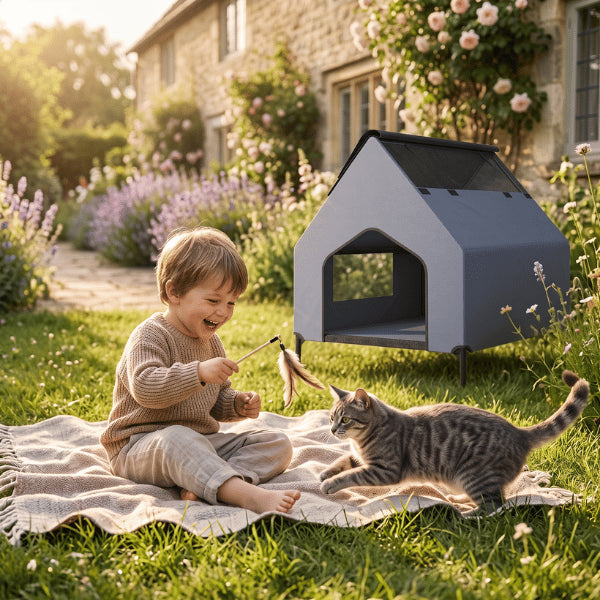 Abri chat de jardin portable créant un refuge extérieur spacieux pour votre félin