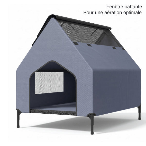 Abri chat ventilé avec fenêtre et toit en maille respirante pour meilleure aération