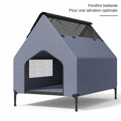 Abri chat ventilé avec fenêtre et toit en maille respirante pour meilleure aération