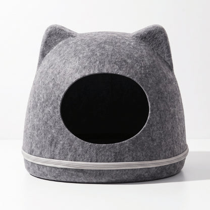 Abri pour chats gris avec large ouverture pour accès facile confortable
