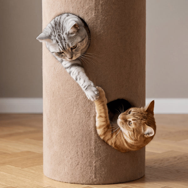 Abris chat double cachettes pour stimuler les chats et jouer ensemble anti ennui et anxiété