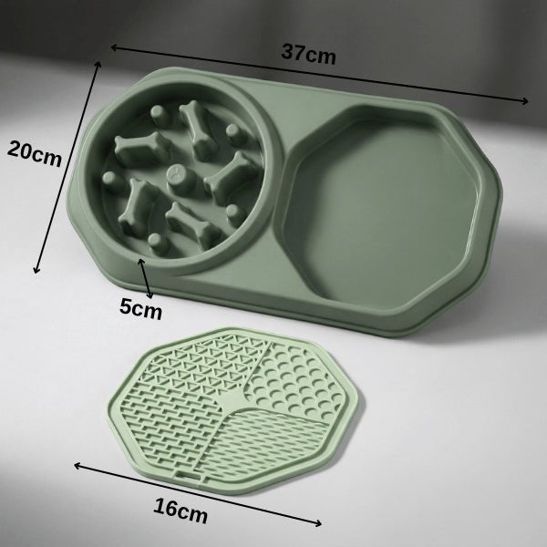 Anti glouton chat double avec tapis amovible dimensions pratiques et hygiène optimale