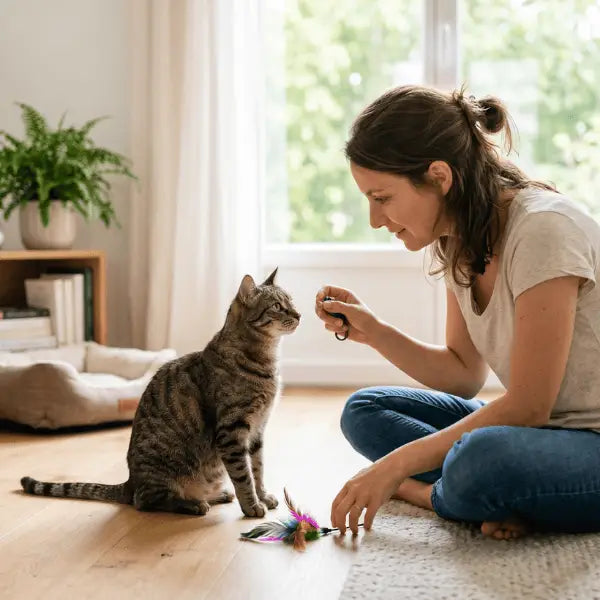 Chat apprenant calmement grâce à une méthode positive