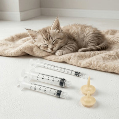 Biberon chaton kit complet seringues et tétines pour nourrir chaton nouveau-né facilement