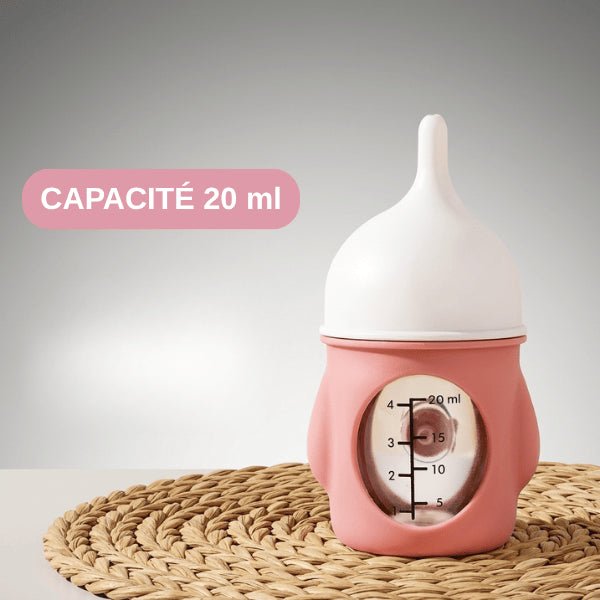 Chatons biberon 20 ml silicone rose anti étouffement débit contrôlé