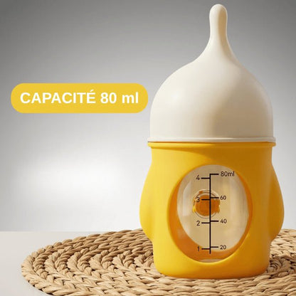 Chatons biberon 80 ml jaune débit contrôlé tétine douce silicone