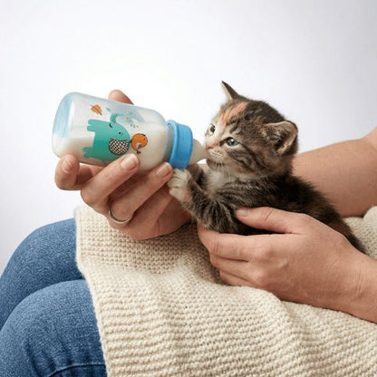 Biberon pour chaton utilisé pour nourrir chaton avec tétine douce débit contrôlé sécurisé