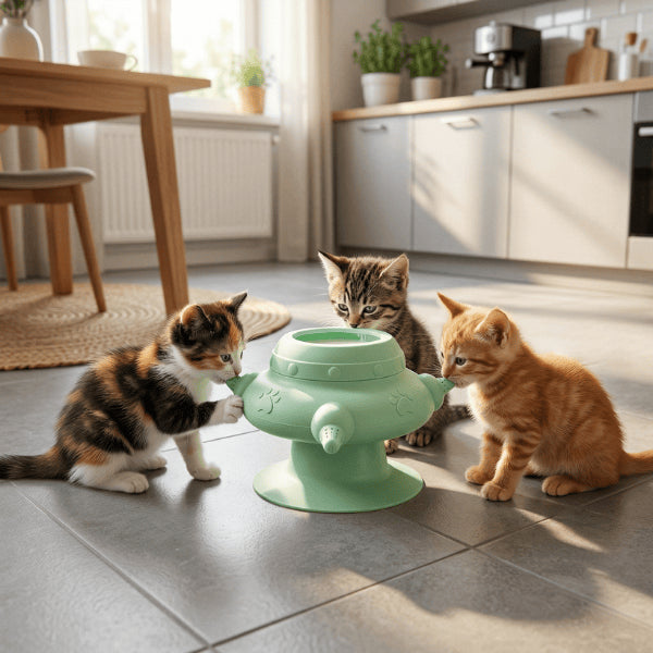 Biberon pour chatons à 4 tétines silicone permet sevrage autonome et nourrissage simultané