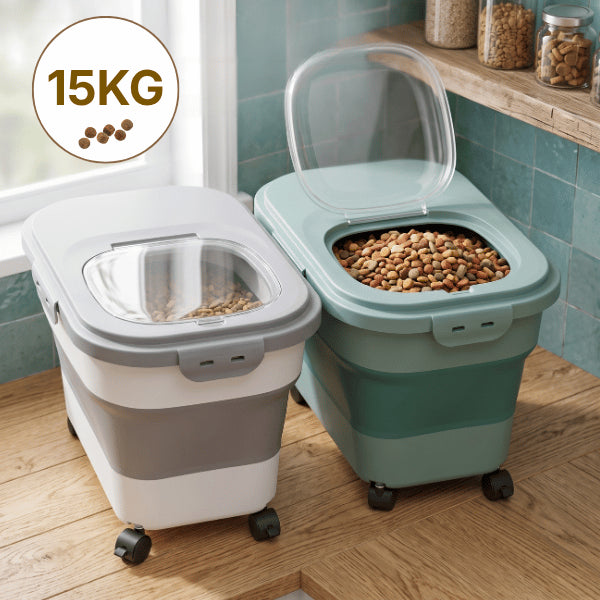 Boite a croquette grande capacité 15 kg avec roulettes et fermeture hermétique