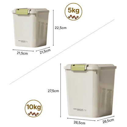 Boite croquettes chat dimensions compactes pour rangement simplifié 5 et 10 kg