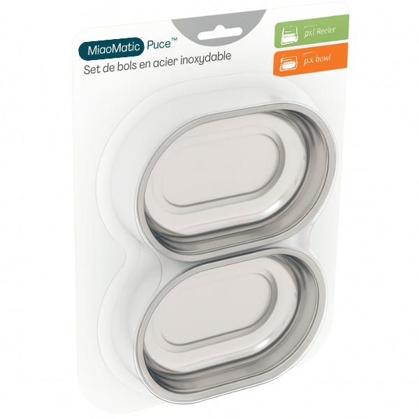 Bol inox pack x2 pour gamelle automatique chat avec puce - MiaoMatic Puce™