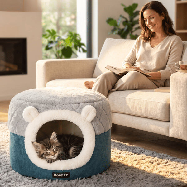 Cachette chat douillette en peluche pour sommeil chaud et repos rassurant