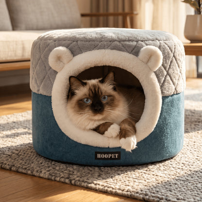 Cachette chat cocon en coton doux pour grand félin recherchant calme