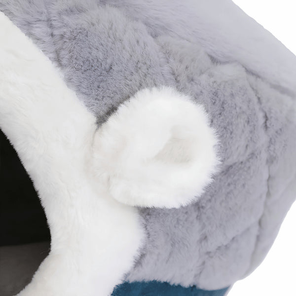 Cachette chat design oreilles rembourrées avec contour blanc ultra doux au toucher